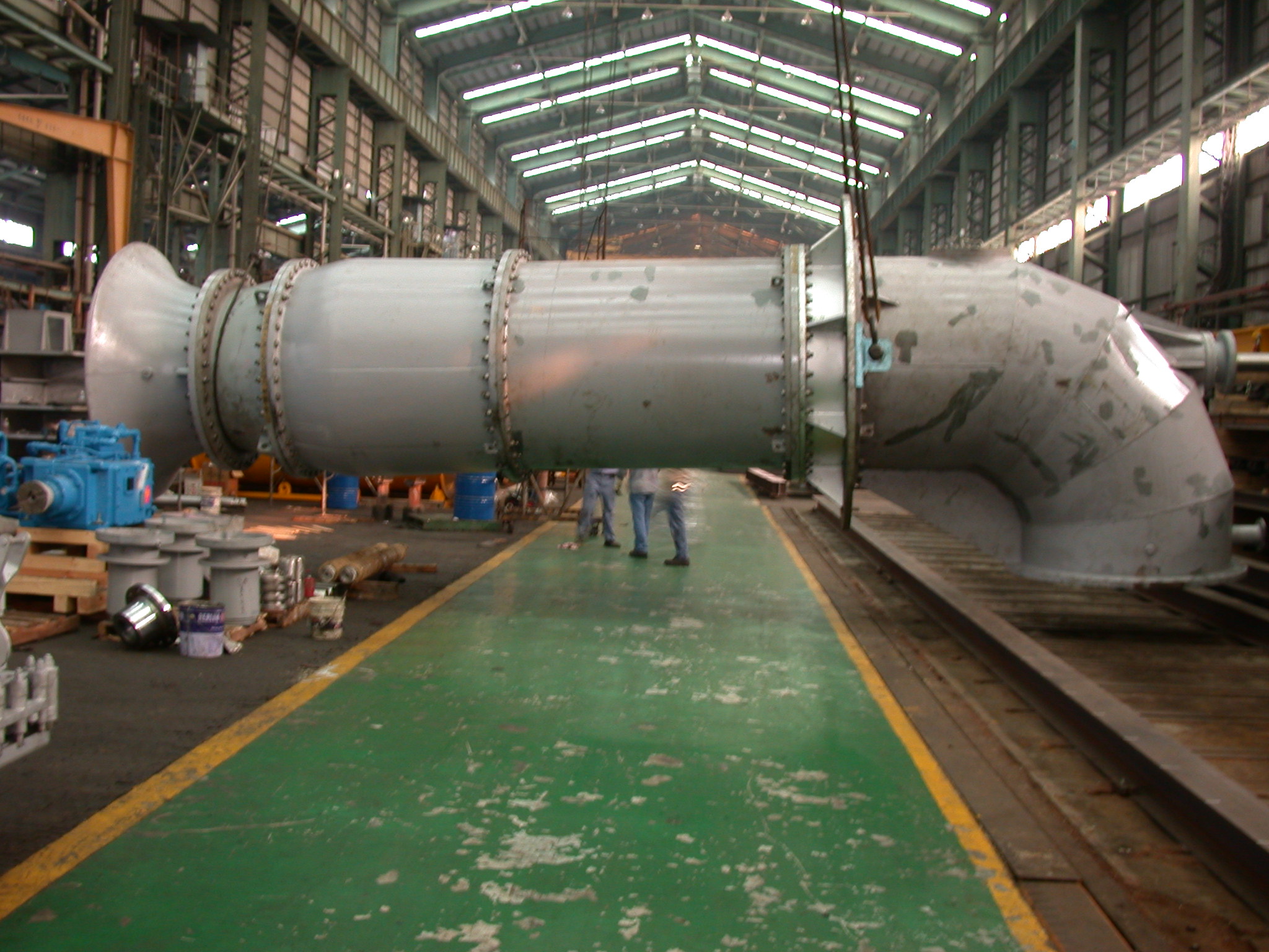 吸い上げポンプは中鋼機械工場で組立