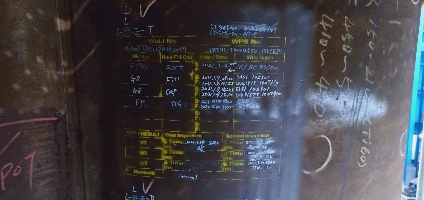 Welding bead data traceability